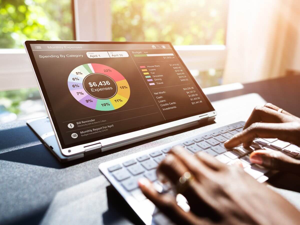 Bildschirm mit Budgetgrafik