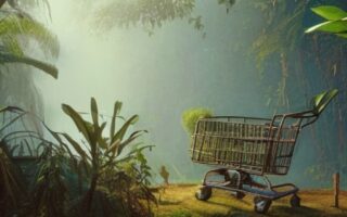 Ein lange verlassener Einkaufswagen im Jungel